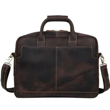 Imagem de Bolsa mensageiro masculina de couro genuíno de 15,6 polegadas, bolsa de ombro grande, A