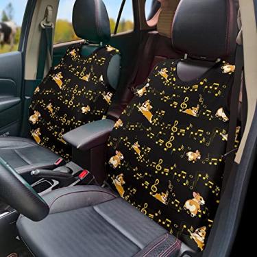 Imagem de GOSTONG Music Note-Corgi Print Capa de assento de carro Colete, Moda Casual Capa de Assentos Frontais Acessórios Duráveis Decoração