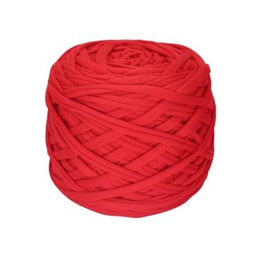 Imagem de Camiseta de 200 g de tecido elástico de crochê para tricô DIY, fio de tricô grosso para mão faça você mesmo, cesta de almofada, projetos de crochê, decoração de casa (vermelho)