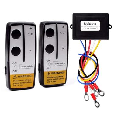 Imagem de Riyitauto Kit de controle remoto de guincho sem fio de recuperação de 12 a 24 V para carro, caminhão, Jeep, ATV, SUV, controle remoto sem fio de 30 metros para guincho