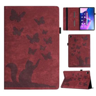 Imagem de Refilerss Capa para Lenovo Tab M10 Plus 3ª geração de couro PU de 10,6 polegadas com suporte conveniente, proteção à prova de choque, capa flip com estampa de gato borboleta M10 Plus 3 Geração
