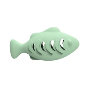 Imagem de ＡＷＨＡＯ Brinquedos de gato em forma de peixe de silicone, brinquedo de gato de distração lúdica, alimentador dispensador de comida para gatinhos, gatos, Verde