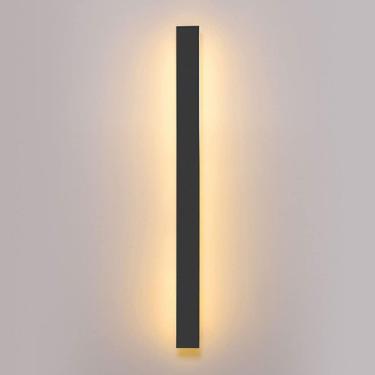 Imagem de Luminária de parede externa LED Luminária de parede retangular com acabamento preto Arandela de parede longa linear criativa IP65 Lâmpadas de parede à prova d'água para varanda, sala de esta