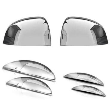 Imagem de Kit Aplique Cromado Maçaneta Retrovisor Chevrolet Celta 2007 à 2014 Pr