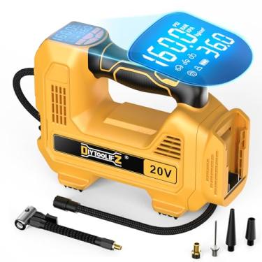 Imagem de DIYtoolifz Inflador de pneu sem fio 160PSI compatível com compressor de ar Dewalt 20V, bomba de ar portátil, desligamento automático, luz LED, medidor de pressão digital para carros, motocicletas