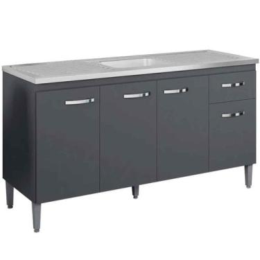 Imagem de Balcão de Pia para Cozinha 150 cm Graziela 4 Portas 1 Gaveta - AJL, Ci