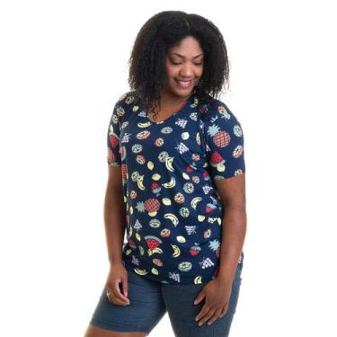 Imagem de Blusa Básica Manga Curta Viscose Estampada Plus Size 12525 - Konciny c