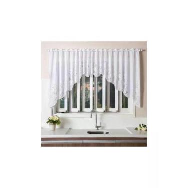 Imagem de Cortina para Cozinha Interlar 300x100 cm Renda Cascata Tulipinha Branc