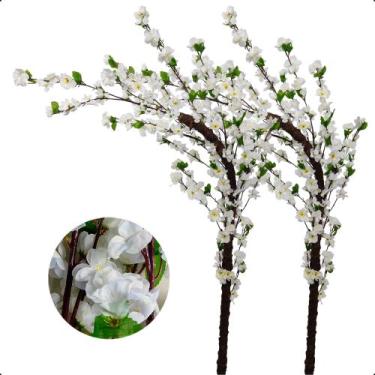 Imagem de Kit 2 Cerejeiras Galho Curvo Cores Flores Planta Artificial Grande - F
