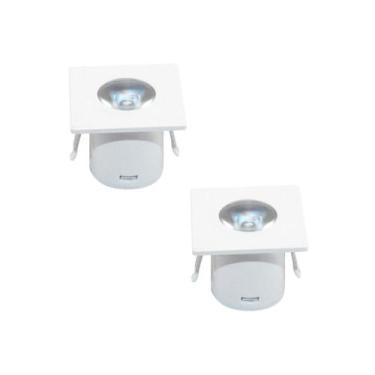 Imagem de KIT 2 MINI SPOT Luminaria LED QUADRADA 1W 6500K BRANCO MOVEIS BIVOLT K