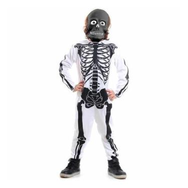 Imagem de Fantasia Esqueleto Infantil Branco com Preto Luxo - Sulamericana, M 5 