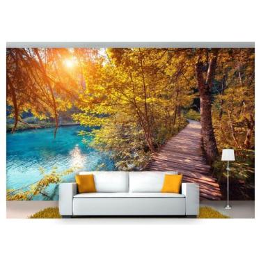 Imagem de Papel De Parede Cachoeira Natureza Ponte 3D 6M² Nch156 - Você Decora