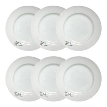 Imagem de Conjunto C/6 Pratos Sobremesa Manhattan Em Porcelana 19cm - Hauskraft,