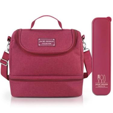 Imagem de Bolsa Térmica Marmita Lancheira Necessaire 2 Divisórias Compartimentos