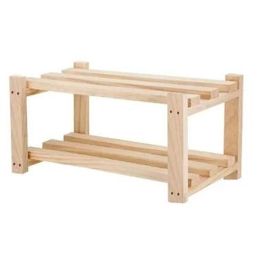 Imagem de Sapateira Banco para Hall de Entrada Elegante em Madeira de Pinus com 