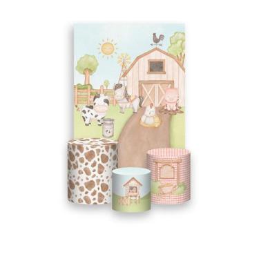 Imagem de Painel De Festa Vertical 1,50 x 2,20 + Trio De Capas Cilindro - Fazend