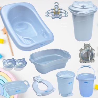 Imagem de Banheira 32 Litros organizador quarto bebê porta algodão cabide cesto 