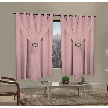 Imagem de Cortina Blackout PVC 4,00x1,80 Com Tecido Voil Sala e Quarto - BOB SHO