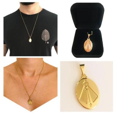 Imagem de Pingente Medalha Imagem Nossa Senhora Aparecida Religioso Semijoia Fol