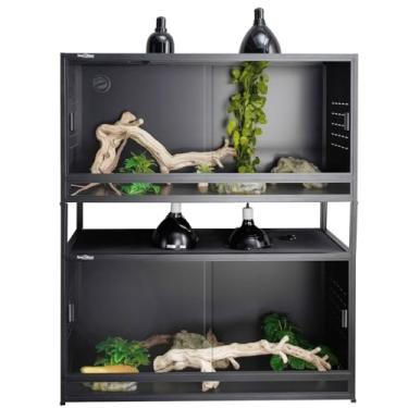 Imagem de Terrário empilhável para répteis grandes e eficientes, 101,6 x 40,6 x 40,6 cm, gaiola de cobra, dragão, lagarto, cobra, compartimento para répteis, sala de reprodução, ampla área de viveiro com portas