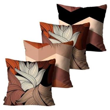 Imagem de Kit Com 4 Capas de Almofadas Mdecore 45x45 Alta Definição, Folhas Abst