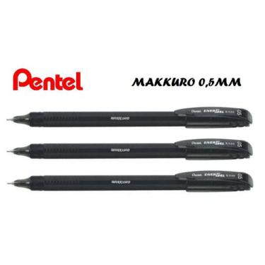 Imagem de Caneta Gel Pentel Energel Makkuro 0.5 Preto Kit c/3 unidades