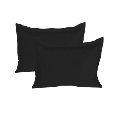 Imagem de Kit 02 Porta Travesseiros 50x70 Cm em Malha 100% Algodão Preto Arrumad