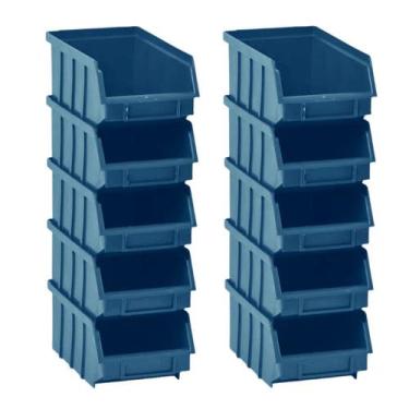 Imagem de Caixa Gaveta Plástica Organizadora Bin N4 10 Pçs - AGIFIX, AZUL