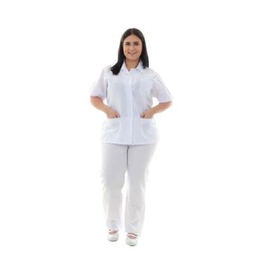 Imagem de Plus Size - Conjunto de Jaleco e Calça em Oxford para Copeira, Faxinei