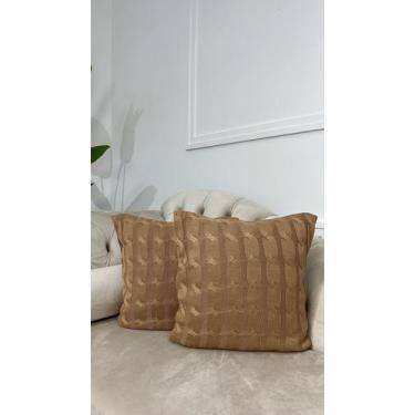 Imagem de Kit 2 Capas De Almofada Decorativa Tricot 45x45 Sofa Cama - Calu Trico
