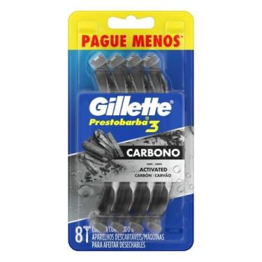 Imagem de Aparelho Barbear Gillette Prestobarba 3 Carvão Carbono 8 Unidades