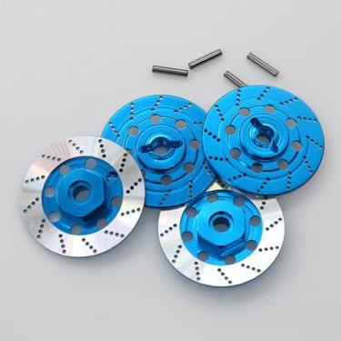 Imagem de Chanmoo 1/10 RC Aluminum Alloy 12mm Hex Drift Wheels Rim Tires Hub Brake Disc Compatible with 1/10 RC On Road Rally Touring Racing Street Car Traxxas Tamiya HSP HPI Redcat Racing 4PCS (Sky-Blue)