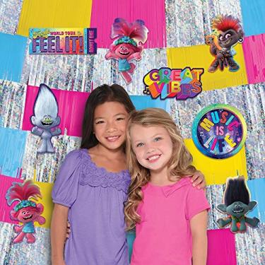 Imagem de amscan Trolls World Tour Party Fringe Backdrop - 9 pcs, Multicolor, One Size (243630)
