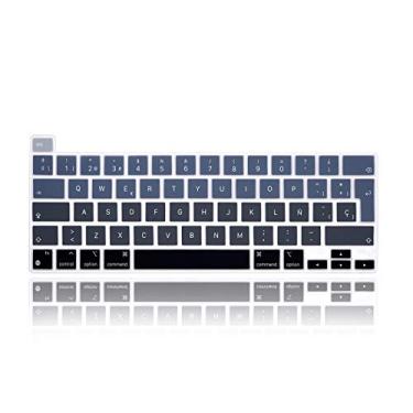 Imagem de MMDW Capa ultrafina de silicone para teclado em espanhol para MacBook Pro 13 Novo chip M1 (número do modelo: A2338, 2020 Late), protetor de acessórios versão da UE, (cinza gradiente)