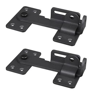 Imagem de KSWLOR Trava de fecho, trava de portão resistente de design 180° com orifício de cadeado, trava de trava de segurança adequada para cercas de madeira, fechadura de porta de celeiro, portão de cerca,