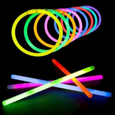 Imagem de Tubo 50 Pulseiras Neon Alto Brilho + 50 Fechos Festas Balada - Zouppi