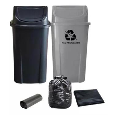 Imagem de Kit 2 Lixeiras Para Coleta Seletiva De 60l Com Saco De Lixo - JSN, Pre