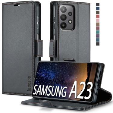 Imagem de Capa carteira para Samsung Galaxy A23 5G com suporte para cartão [bloqueio RFID] suporte magnético, capa flip de couro para Samsung Galaxy A23 5G 6,6 polegadas (moda preta)