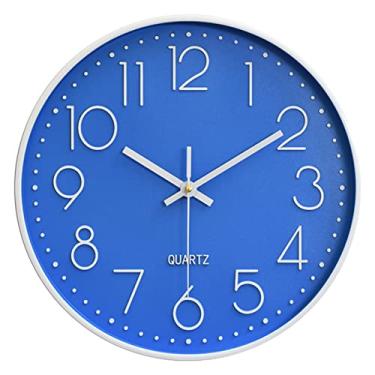 Imagem de Preciser Relógio de parede digital grande, 30,5 cm, simples, silencioso, relógio decorativo para banheiro, sala de estar, cozinha, sala de aula, escritório, fácil de ler - azul