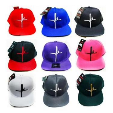 Imagem de Kit 12 boné fé aba reta regulador snapback moda unissex maculino femin