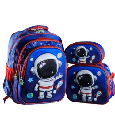 Imagem de Kit Mochila Escolar Infantil Astronauta Com e Sem Rodinhas Criança Men