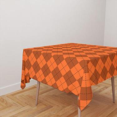 Imagem de Toalha De Mesa Quadrada 4 Lugares Tecido Oxford Xadrez Laranja TL285 -
