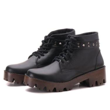 Imagem de Coturno Feminino Tratorado Chunky Reta Oposta - 9001 - Preto, 35