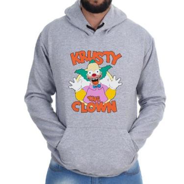 Imagem de Blusa Moletom Flanelado Canguru Casual Krusty Palhaço - Markelly, Cinz