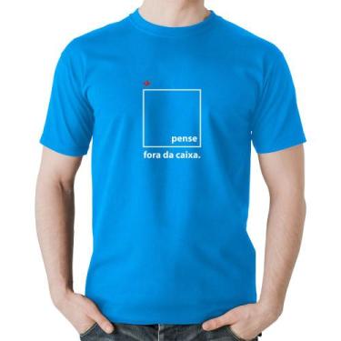 Imagem de Camiseta Algodão Pense fora da caixa - Foca na Moda, Azul, P