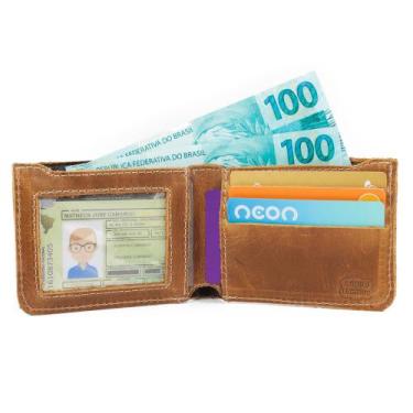Imagem de Carteira De Couro Masculina Cartões Visor Para Cnh Use Young - Pampas 