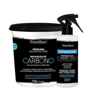 Imagem de Kit Carbono Natumaxx Máscara Reconstrutora Capilar 1kg + Leave-in Uso 