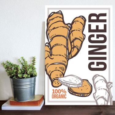 Imagem de Placa Decorativa MDF Tempero Frase Ginger Organic 20x30cm - Quartinhos