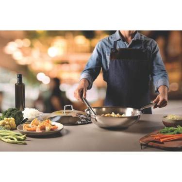 Imagem de Panela Wok Tramontina Indução Inox Corpo Triplo Grano 32cm