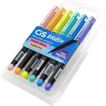 Imagem de Marcador CiS Brush Ponta Pincel Aquarelável - 6 Tons Pastel